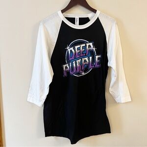 Deep Purple Band Tee 3/4 Sleeves Black/white Logo Front Round Neck Size Medium